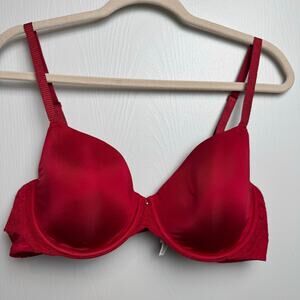 Le Mystere Gorgeous Lace Soft Contour Underwire Charm Red Bra size 38C